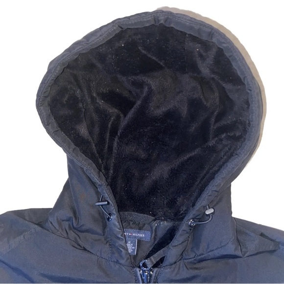 Tommy Hilfiger Womens Medium Black Faux Fur Lined Short Jacket Bomber Jacket EUC - Picture 7 of 10